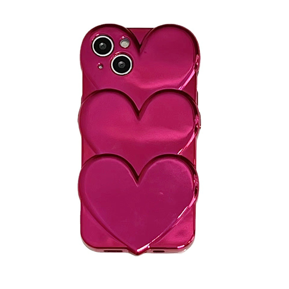 Wholesale TUP Rose Red Stacked Heart Phone Case